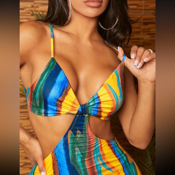 SXY Summer Front Knotted High Slit Floral Cami Dress - Picture 3 of 4